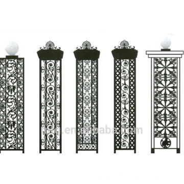 cast iron fence with various patterns and styles